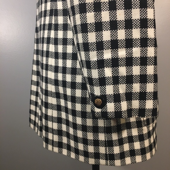 Vintage Union Made Liz Claiborne Wool Black & White Plaid Blazer Jacket Size 10 - Picture 7 of 16